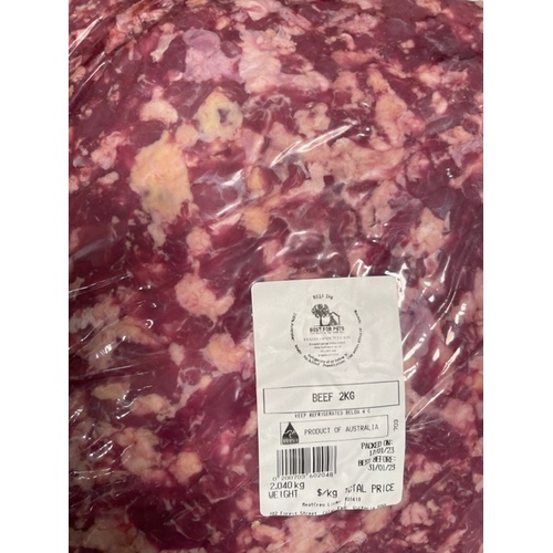 BFP Human Grade Beef Coarsely Minced 10kg  Bulk Bag - 10-12% Fat