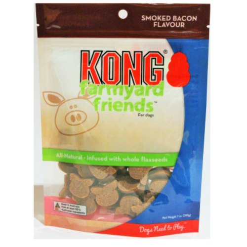 KONG Farmyard Friends Smoked Bacon Flavour Biscuit Treats For Dogs 200gm