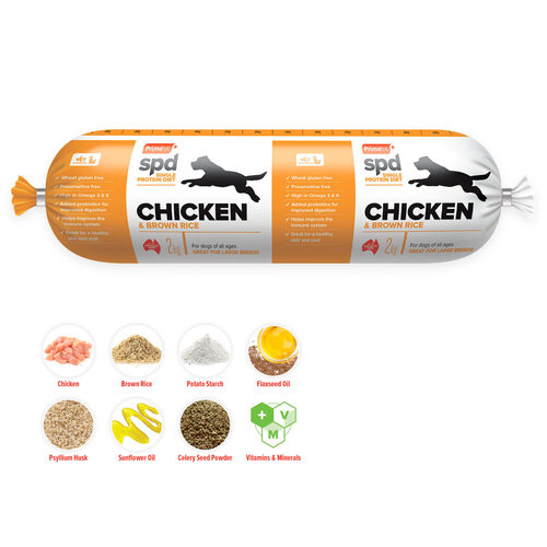 Prime100 Fresh SPD Chicken &  Brown Rice 2kg Roll